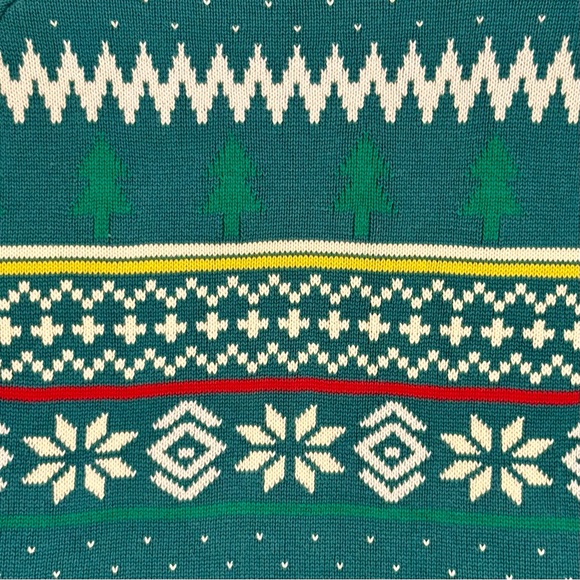 Hanna Andersson Fair Isle Sweater Boys 10 Girls Christmas Cotton Green Trees - Picture 2 of 5